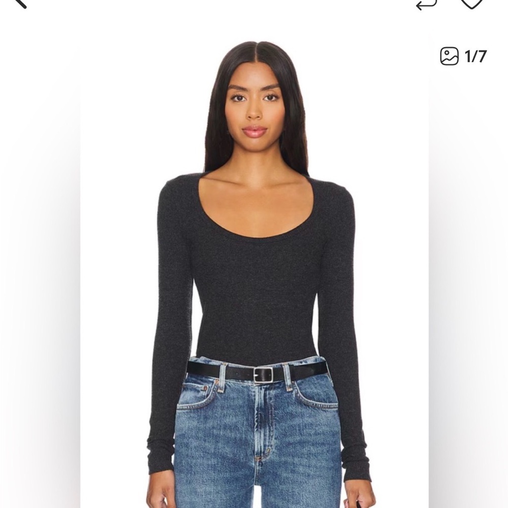 Agolde Black Corey Scoop Neck Long Sleeve Top